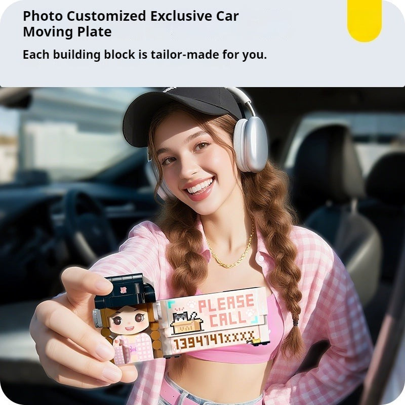 WOWLIDY Photo Customization Building Blocks Moving Parking Number Plates Decoration Surprise Commemorative Birthday Gift