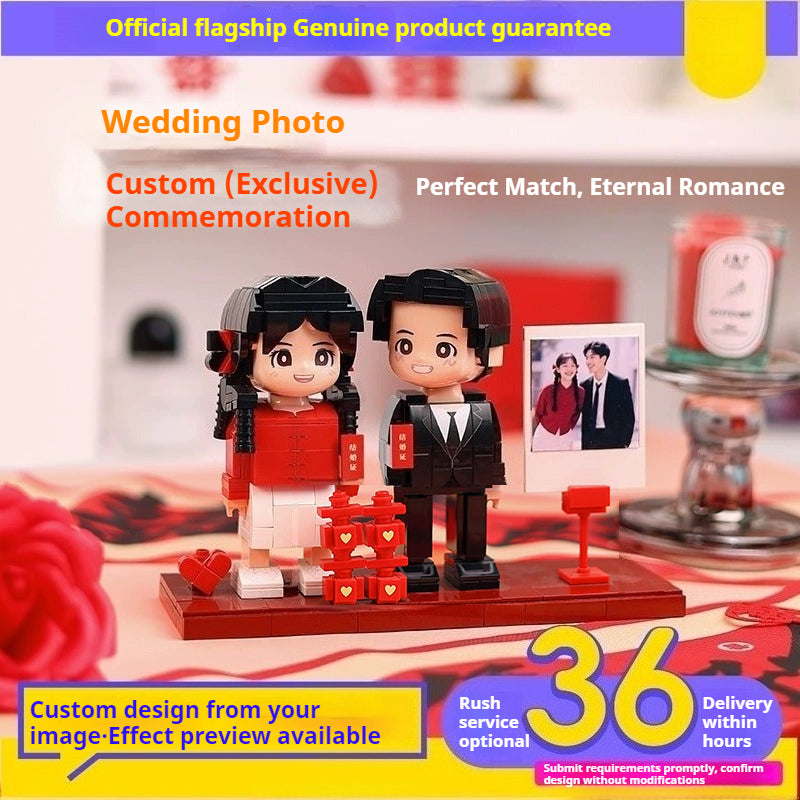 WOWLIDAY Couple Wedding Decoration Gift for Best Friends Wedding Photos Custom Building Blocks Portrait