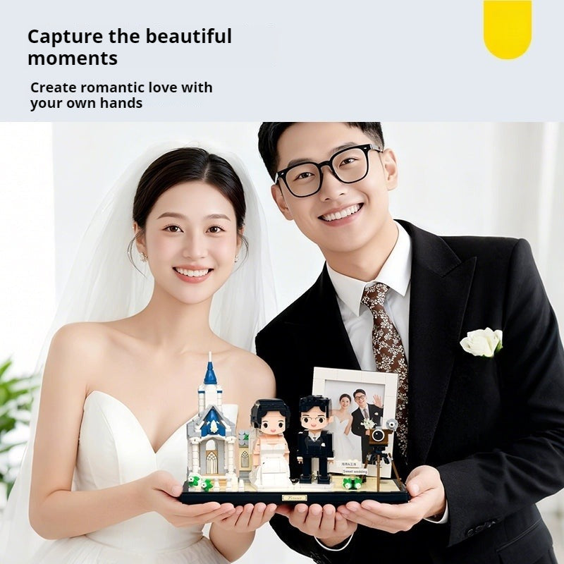 WOWLIDAY Wedding Dress Photo Customization Handmade Wedding Decoration Building Blocks Portrait Couple Wedding Gift
