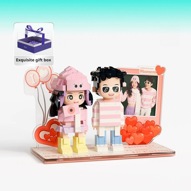 WOWLIDAY DIY Handmade Gift Photo Customization Building Block Portrait Handmade Couple Ornament Birthday Gift