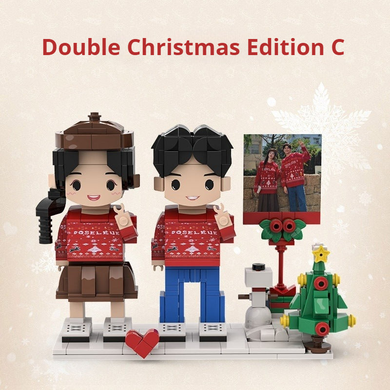 WOWLIDAY Christmas Photo Making Portrait, Building Blocks, Figurines, Couple Souvenirs