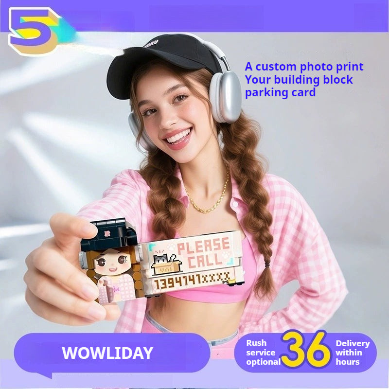 WOWLIDY Photo Customization Building Blocks Moving Parking Number Plates Decoration Surprise Commemorative Birthday Gift