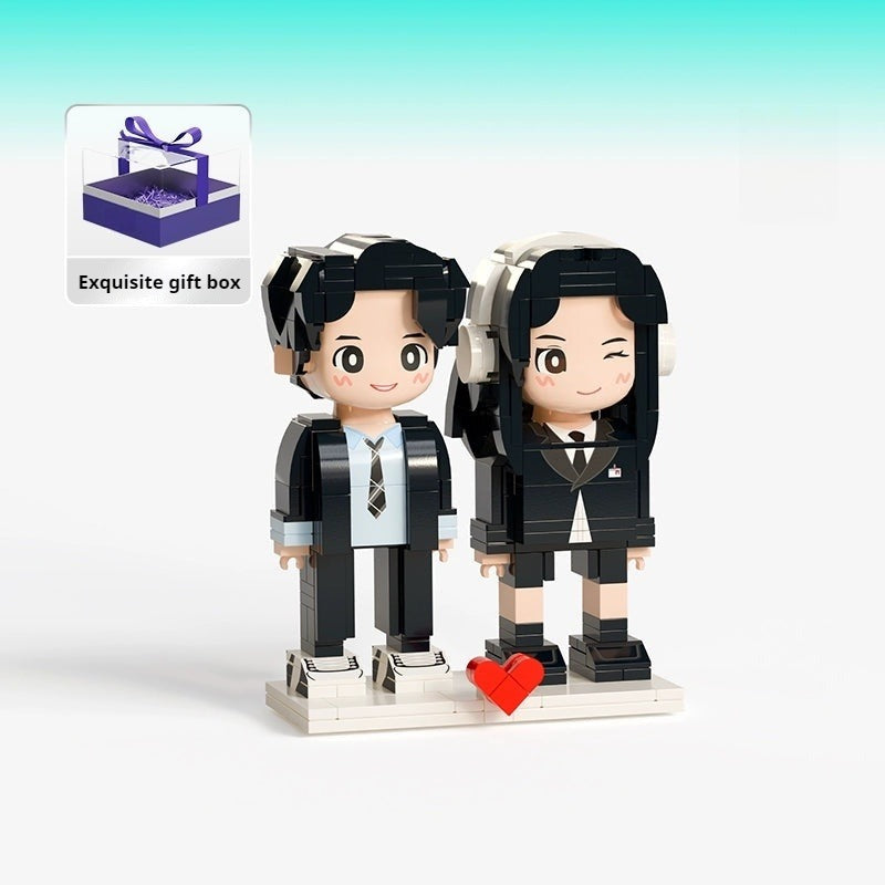 WOWLIDAY Christmas Doll Couple Custom Building Block Portrait Wedding Decoration Birthday Commemorative Handmade Gift for Girlfriend