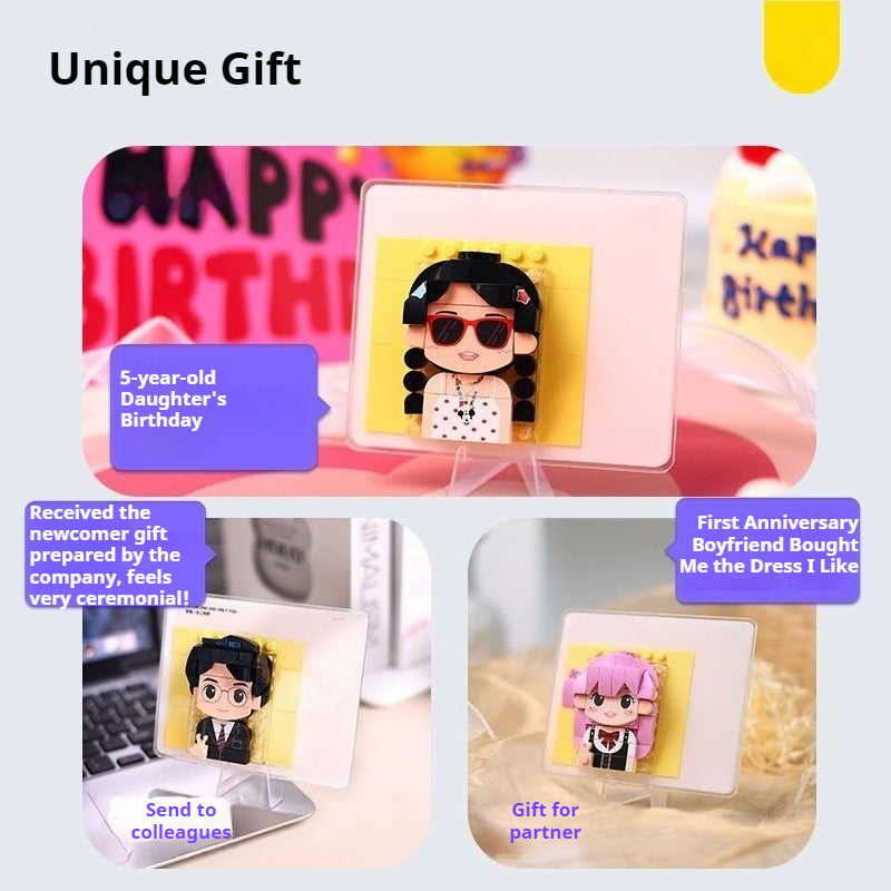 WOWLIDAY Customized Greeting Card Decorations, Photos, Building Blocks, Portraits, Birthdays, Colleagues, Gifts, Commemorative