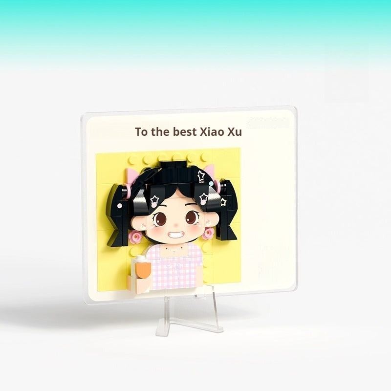 WOWLIDAY Customized Greeting Card Decorations, Photos, Building Blocks, Portraits, Birthdays, Colleagues, Gifts, Commemorative