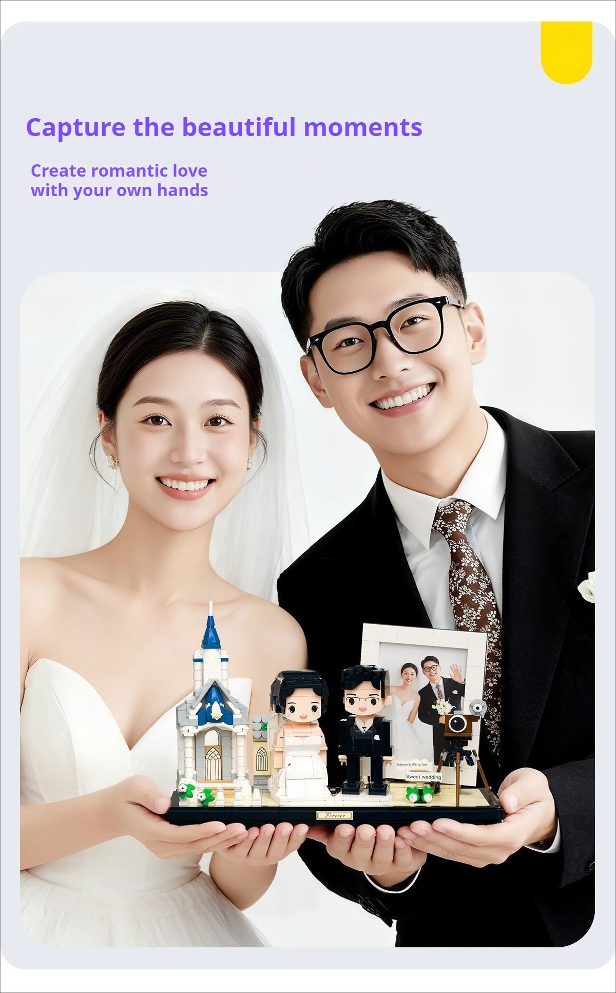 WOWLIDAY Wedding Dress Photo Customization Handmade Wedding Decoration Building Blocks Portrait Couple Wedding Gift