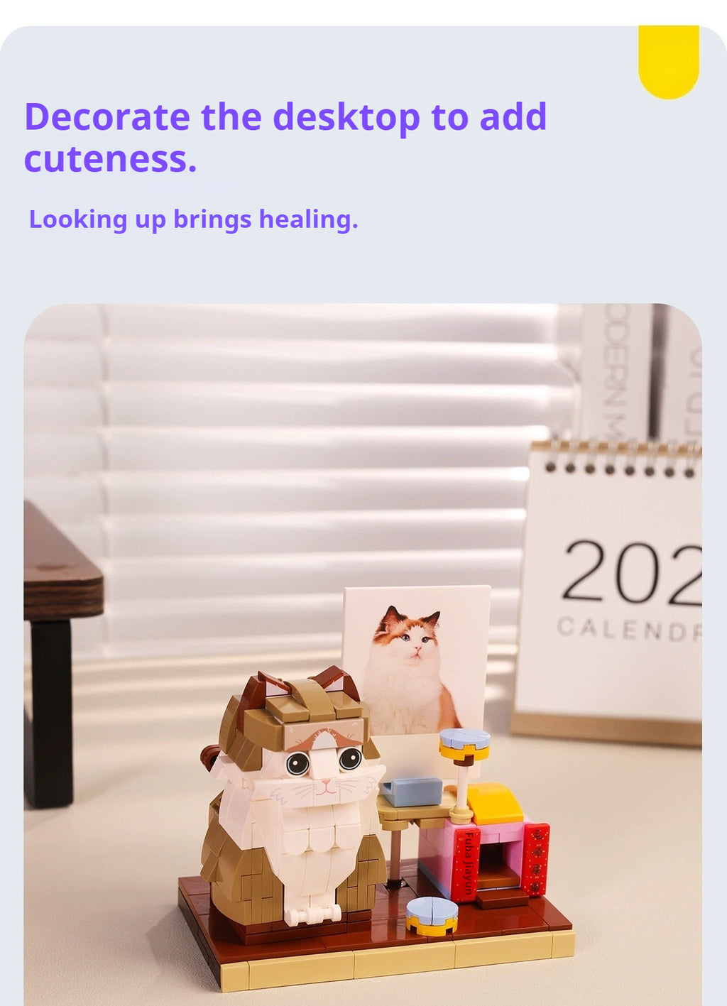 WOWLIDAY Photo Customization Pet Cat Creative Building Block Assembly Toy Couple Figurine Figurine