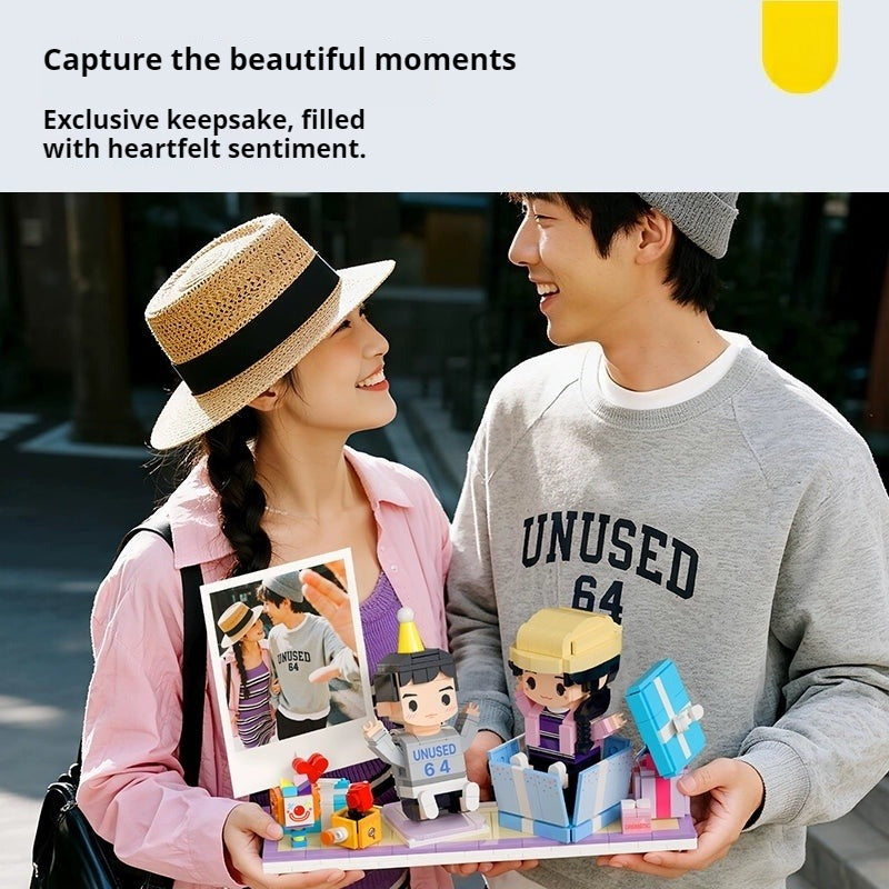 WOWLIDAY Surprise Scene Photo Customization Couple's Anniversary Birthday Building Block Portrait