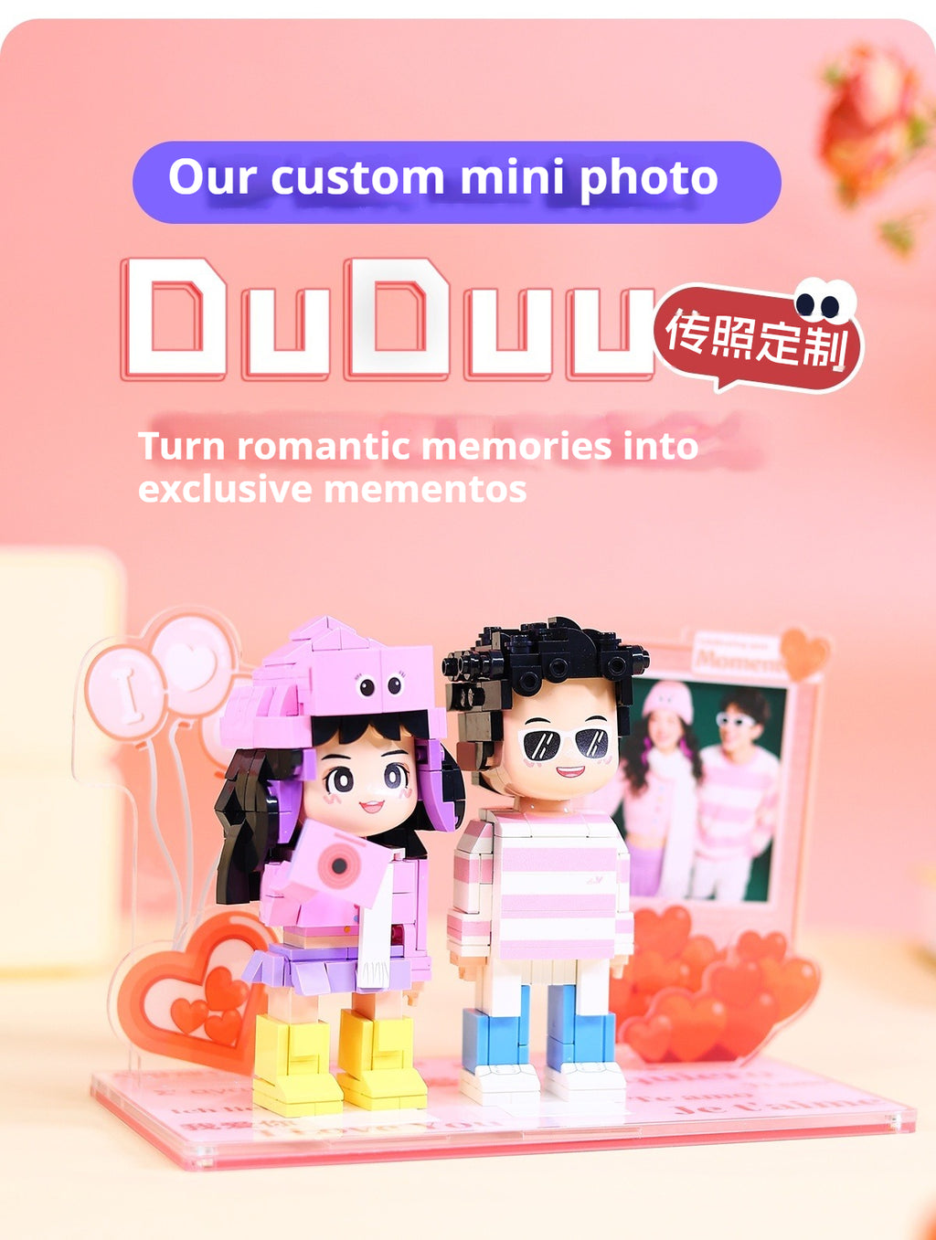 WOWLIDAY Christmas Doll Couple Custom Building Block Portrait Wedding Decoration Birthday Commemorative Handmade Gift for Girlfriend