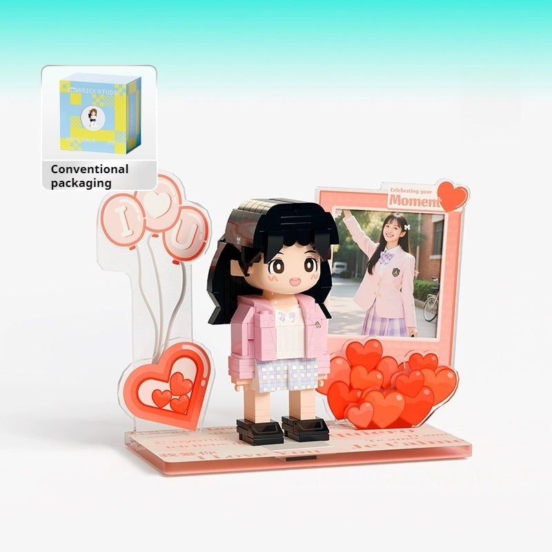WOWLIDAY DIY Handmade Gift Photo Customization Building Block Portrait Handmade Couple Ornament Birthday Gift