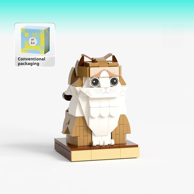 WOWLIDAY Photo Customization Pet Cat Creative Building Block Assembly Toy Couple Figurine Figurine