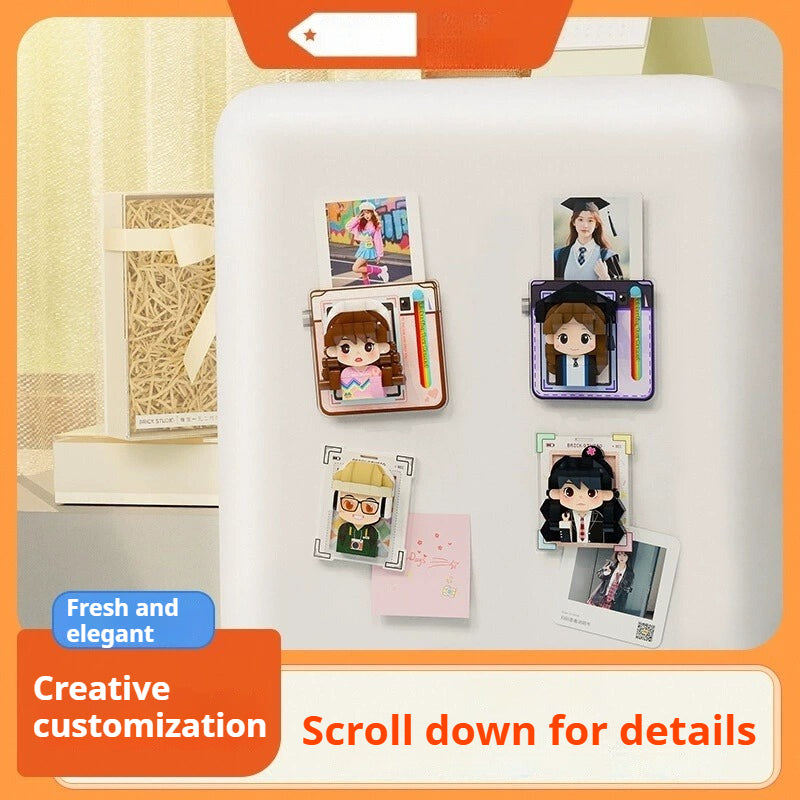 WOWLIDAY Photo Customization Building Block Model Birthday Gift Refrigerator Sticker Gift