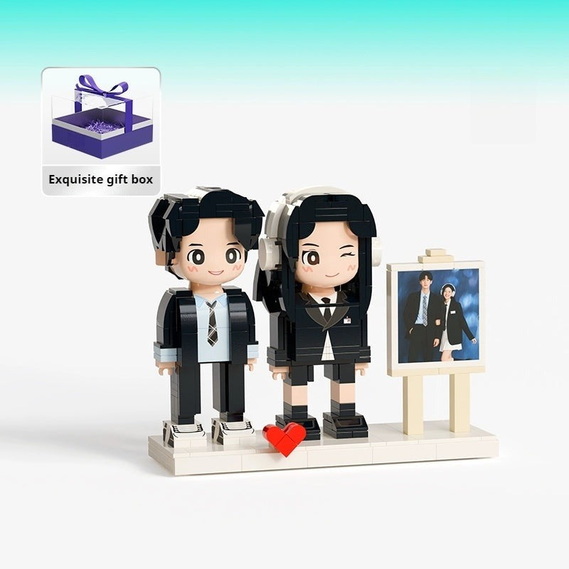 WOWLIDAY Christmas Doll Couple Custom Building Block Portrait Wedding Decoration Birthday Commemorative Handmade Gift for Girlfriend
