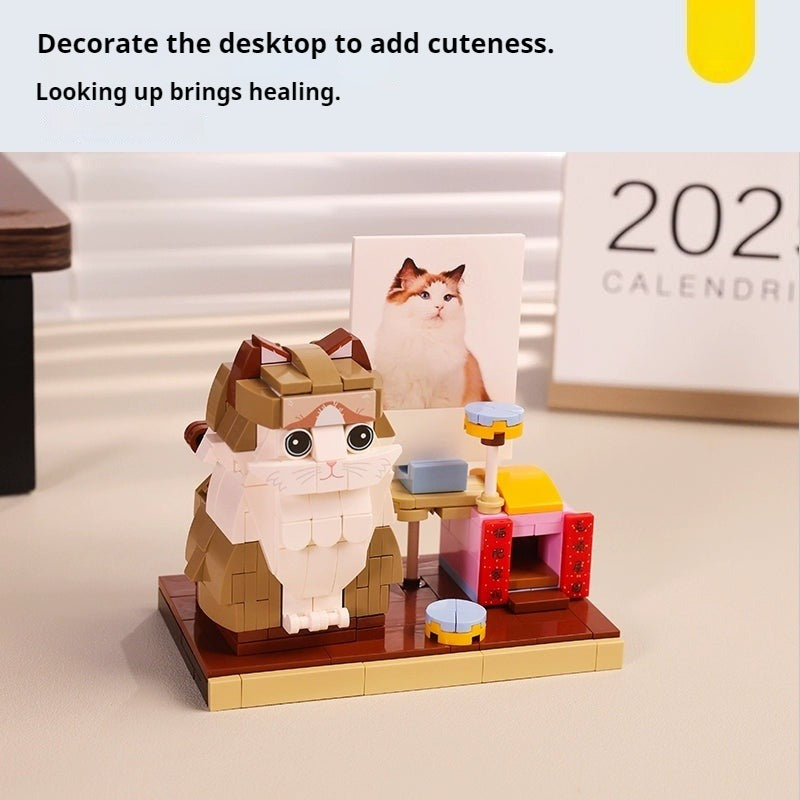 WOWLIDAY Photo Customization Pet Cat Creative Building Block Assembly Toy Couple Figurine Figurine