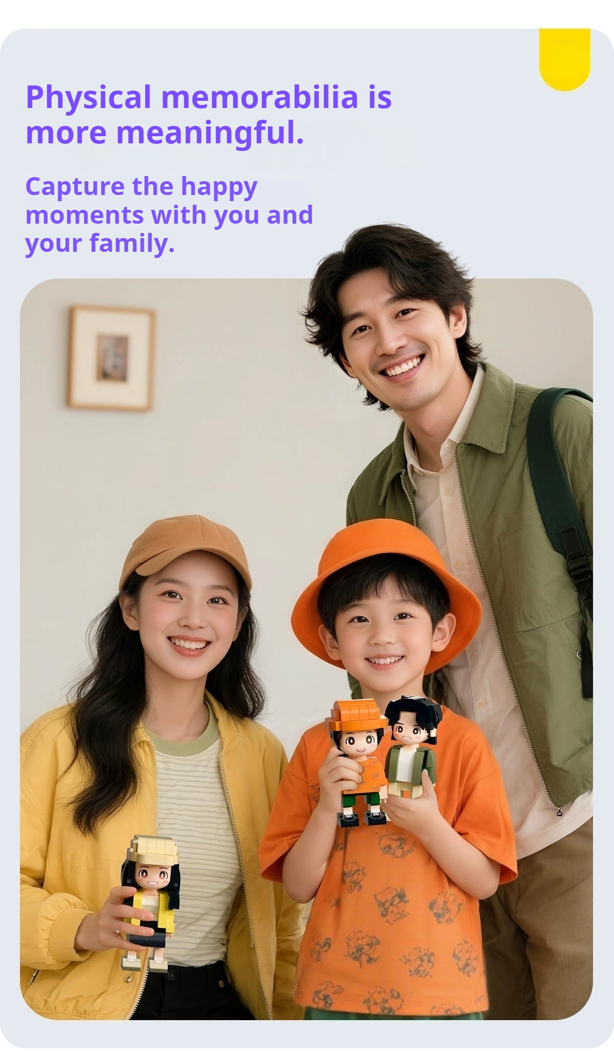 WOWLIDAY Family Portrait Commemorative Ornament Photo Custom Building Blocks for Three People Creative Gift