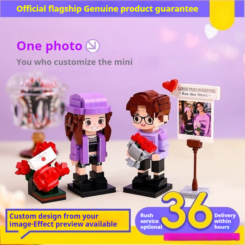 WOWLIDAY Couple Photo Customization Building Blocks Love Wedding Anniversary Birthday Gift