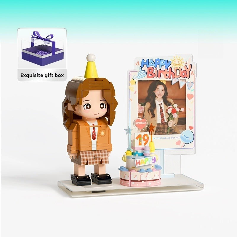 WOWLIDAY Christmas Handmade Photo Customization Portrait Building Blocks Birthday Gift Doll for Girlfriend