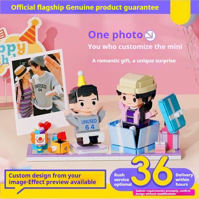 WOWLIDAY Surprise Scene Photo Customization Couple's Anniversary Birthday Building Block Portrait