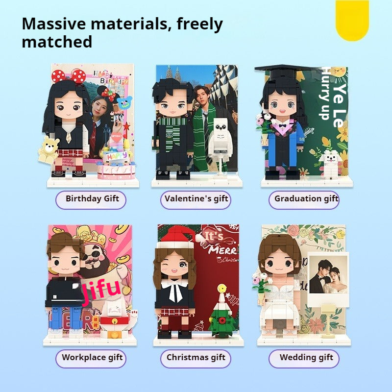 WOWLIDAY DIY Handmade Trendy Play Customized Building Blocks Portrait Ornament Birthday Gift for Best Friends