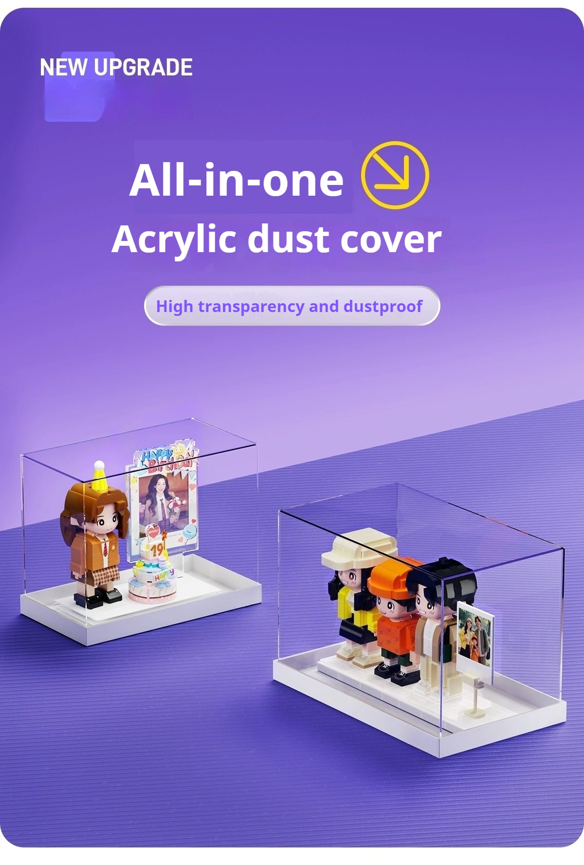 WOWLIDAY [Single and Double Acrylic Cover Size Options] Handheld Dustproof Cover Storage Display Box [Separate Shipping]