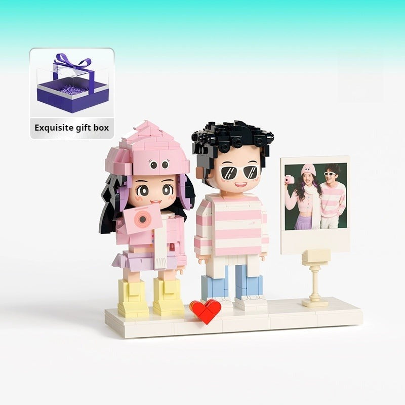 WOWLIDAY Christmas Doll Couple Custom Building Block Portrait Wedding Decoration Birthday Commemorative Handmade Gift for Girlfriend
