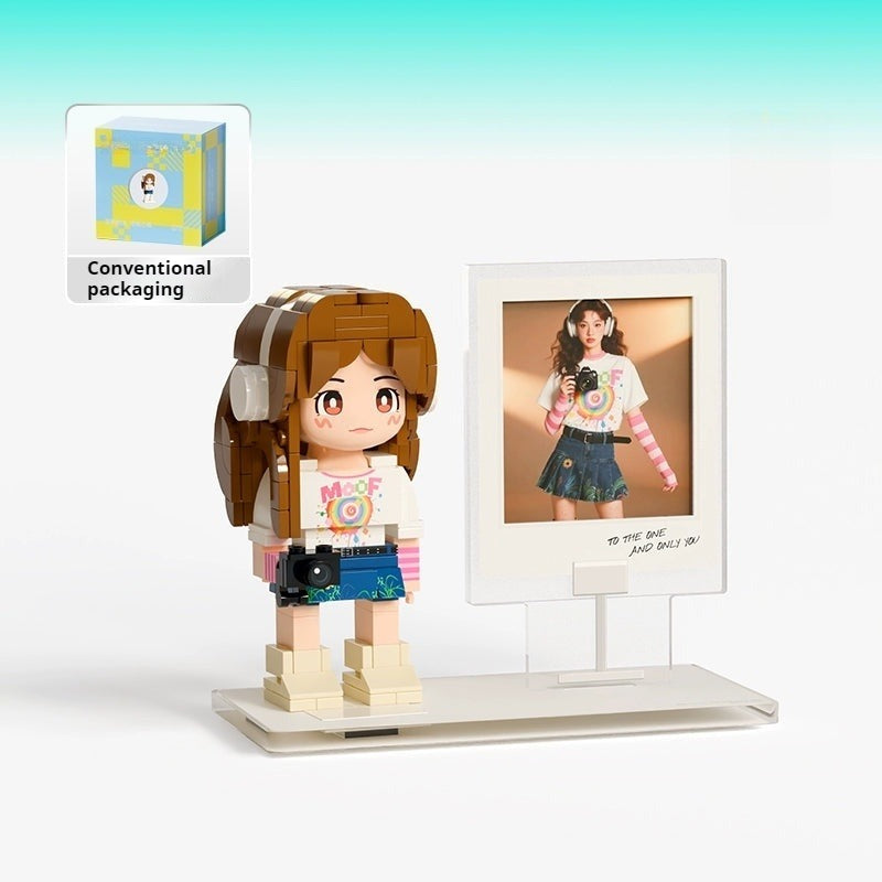 WOWLIDAY Birthday Gift for Best Friends, Photo Customization, Building Blocks, Portrait DIY Cake, Handmade Doll Gift