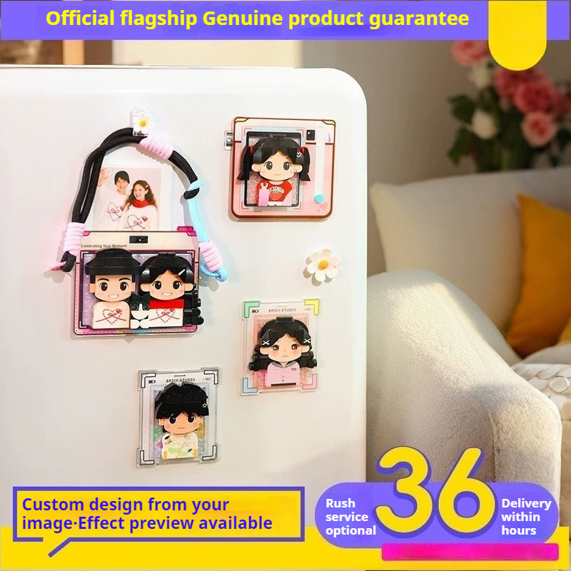 WOWLIDAY Christmas DIY Refrigerator Sticker Photo Customization Building Blocks Creative Birthday Gift Commemorative Day Gift