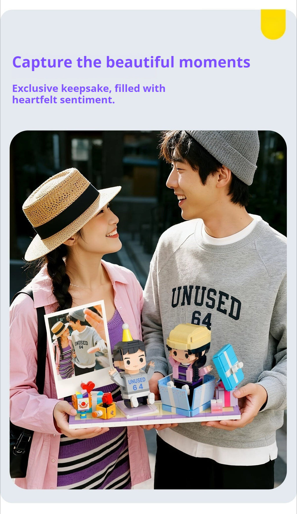 WOWLIDAY Surprise Scene Photo Customization Couple's Anniversary Birthday Building Block Portrait