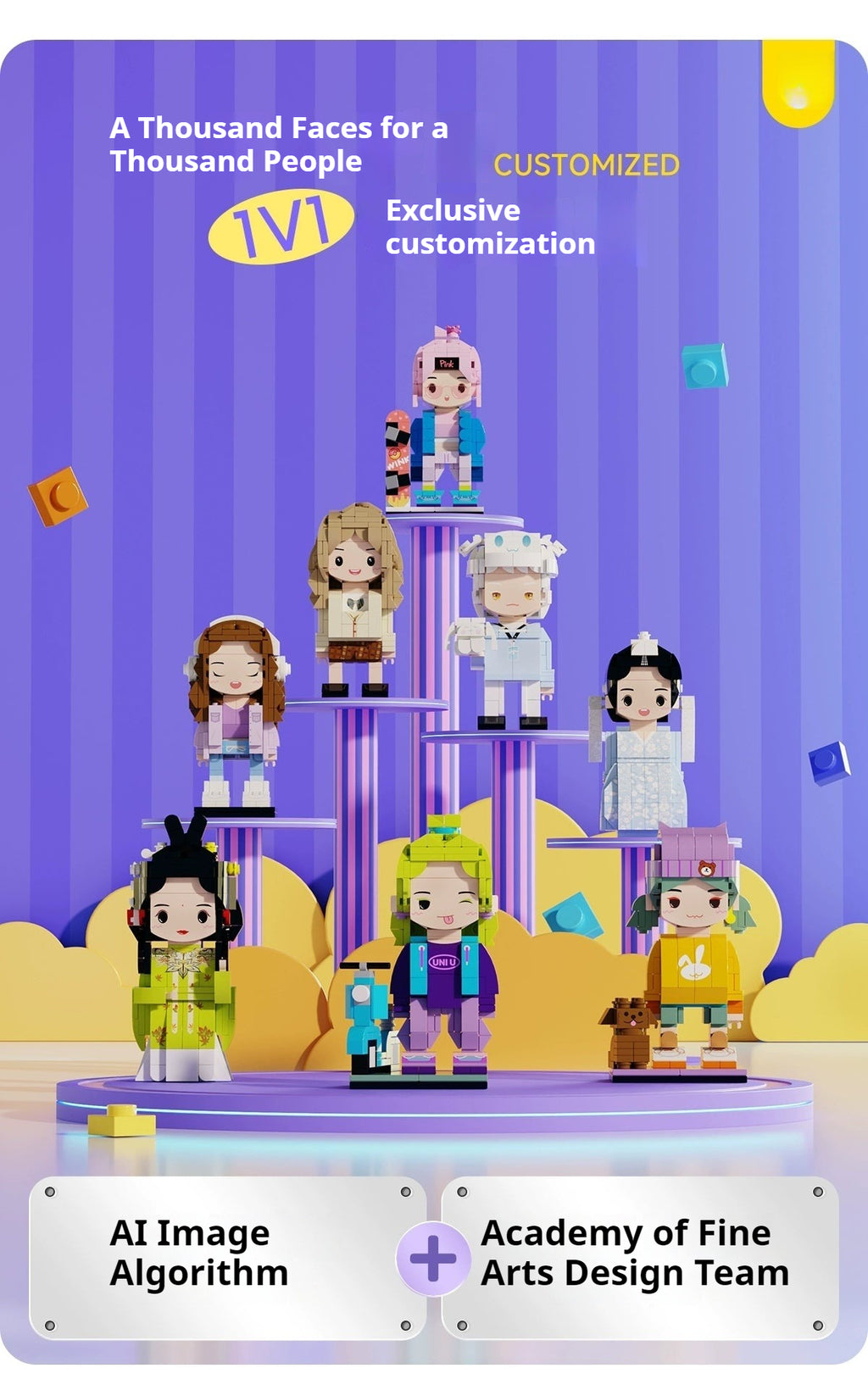 WOWLIDAY Creative Pen Holder Photo Building Blocks Custom Portrait Practical Ornament Gift for Friends and Colleagues Birthday Gifts