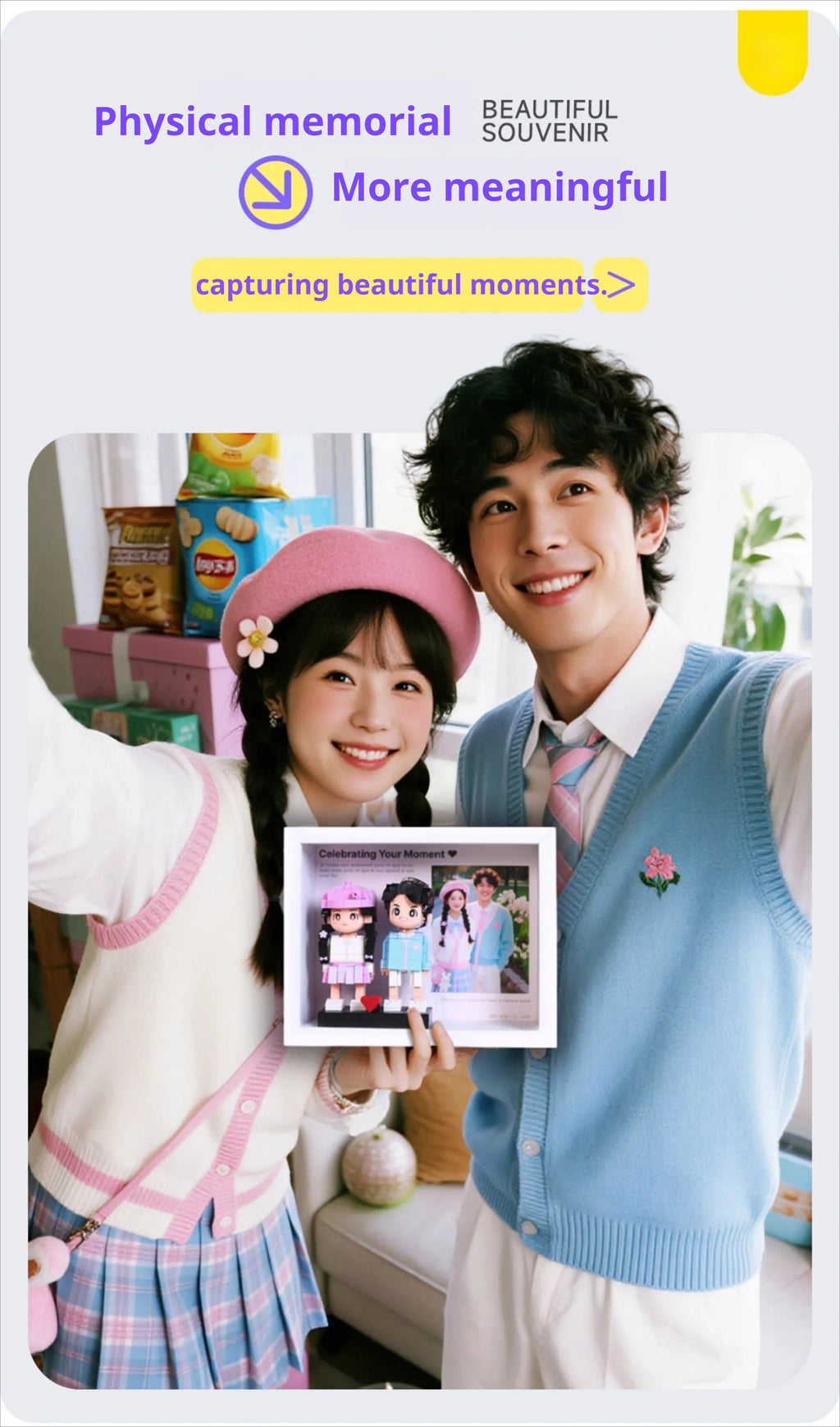 WOWLIDAY Photo Frame Christmas Photo Customization Portrait Building Blocks Couple Birthday DIY Handmade Gift for Girlfriend