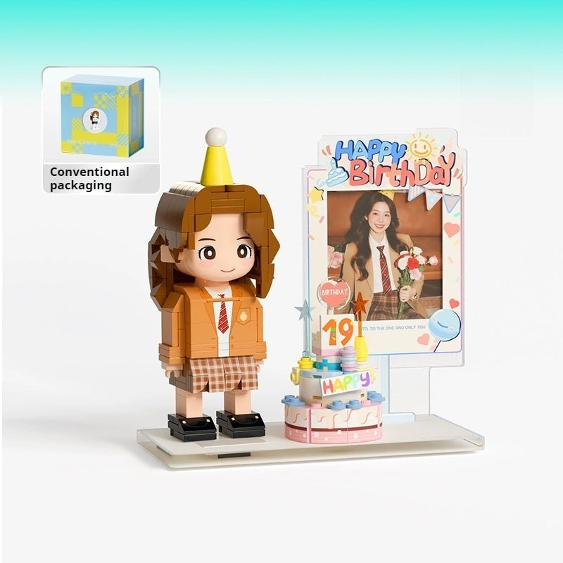 WOWLIDAY Christmas Handmade Photo Customization Portrait Building Blocks Birthday Gift Doll for Girlfriend