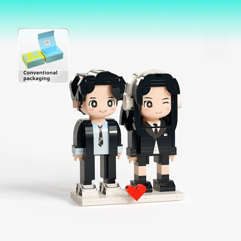 WOWLIDAY Christmas Doll Couple Custom Building Block Portrait Wedding Decoration Birthday Commemorative Handmade Gift for Girlfriend
