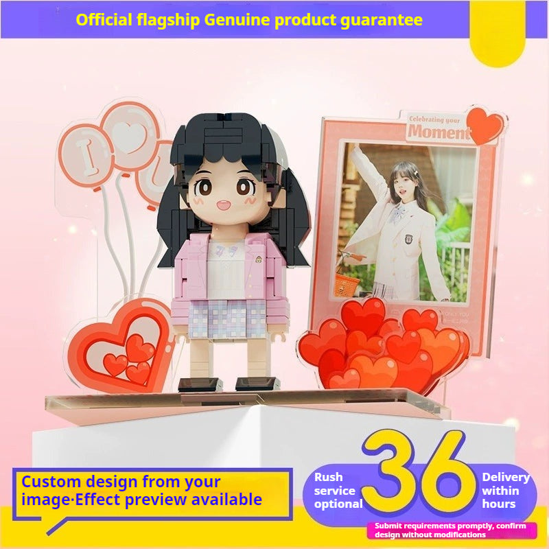 WOWLIDAY DIY Handmade Gift Photo Customization Building Block Portrait Handmade Couple Ornament Birthday Gift