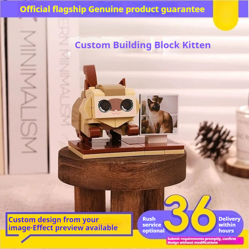 WOWLIDAY Photo Customization Pet Cat Trendy Toy Building Block DIY Creative Figurine Gift