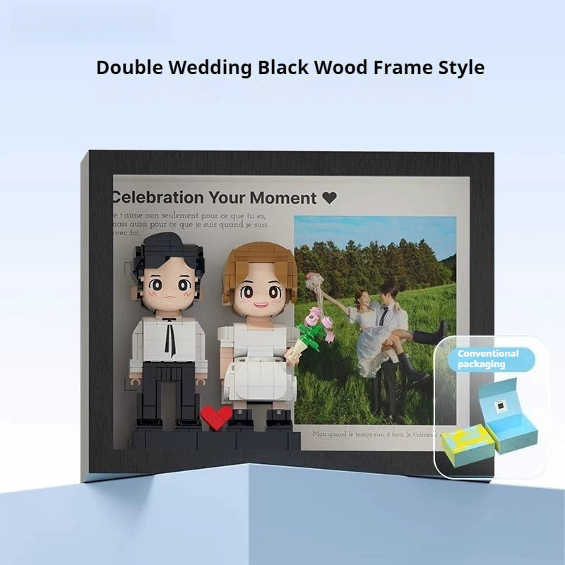 WOWLIDAY Couple Wedding Decoration Gift for Best Friends Wedding Photos Custom Building Blocks Portrait