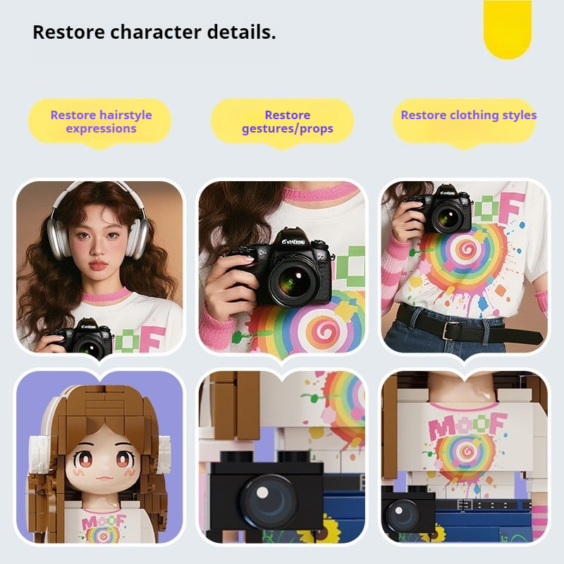 WOWLIDAY Christmas Handmade Photo Customization Portrait Building Blocks Birthday Gift Doll for Girlfriend