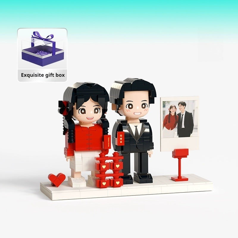 WOWLIDAY Couple Wedding Decoration Gift for Best Friends Wedding Photos Custom Building Blocks Portrait