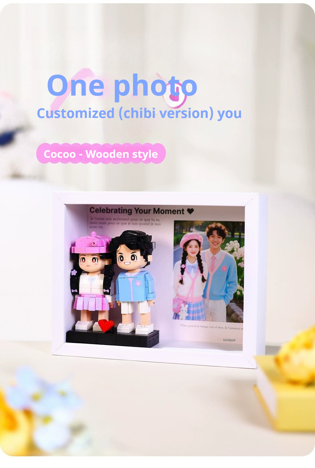 WOWLIDAY Photo Frame Christmas Photo Customization Portrait Building Blocks Couple Birthday DIY Handmade Gift for Girlfriend