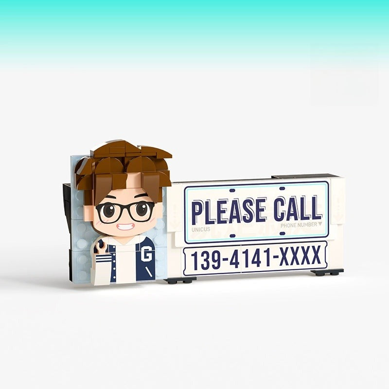 WOWLIDY Photo Customization Building Blocks Moving Parking Number Plates Decoration Surprise Commemorative Birthday Gift