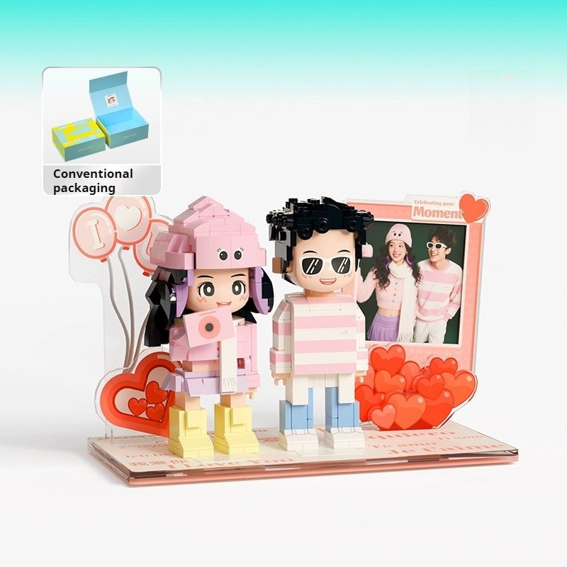 WOWLIDAY DIY Handmade Gift Photo Customization Building Block Portrait Handmade Couple Ornament Birthday Gift