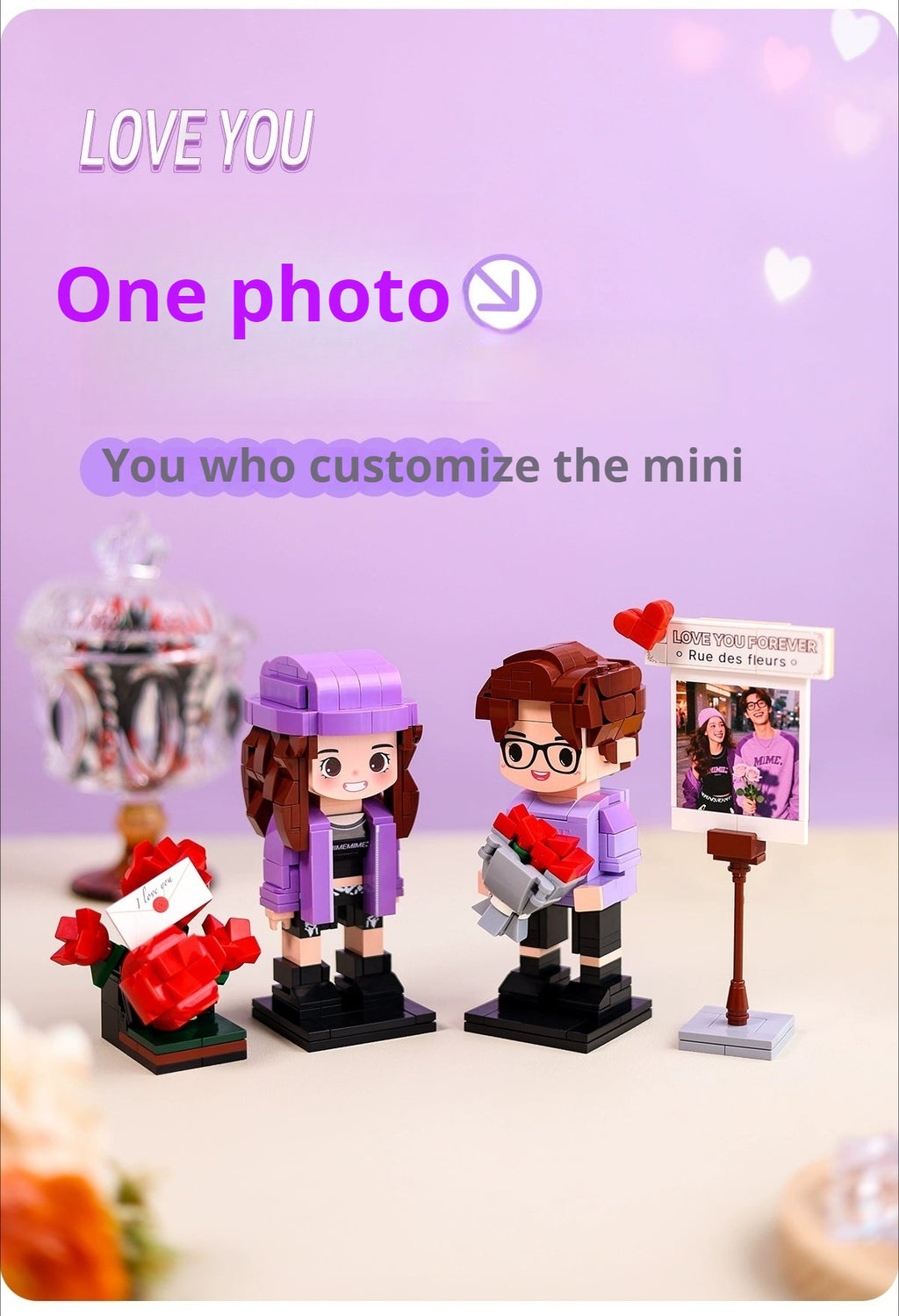 WOWLIDAY Couple Photo Customization Building Blocks Love Wedding Anniversary Birthday Gift