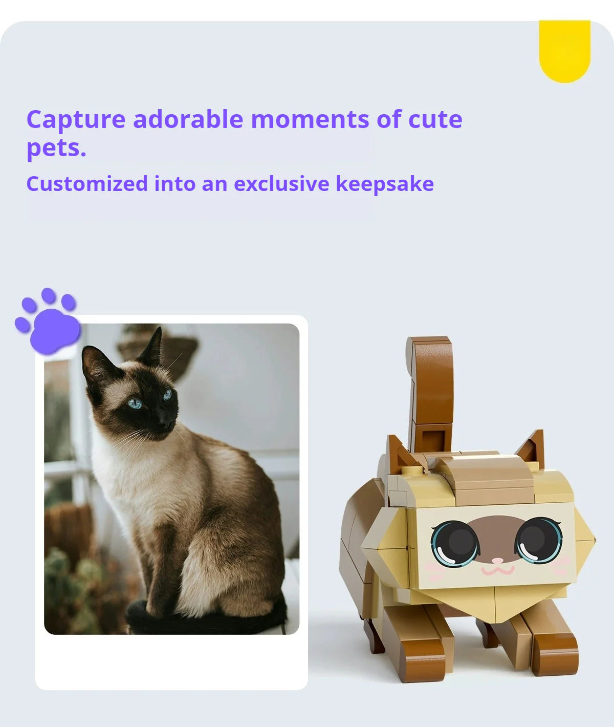 WOWLIDAY Photo Customization Pet Cat Trendy Toy Building Block DIY Creative Figurine Gift