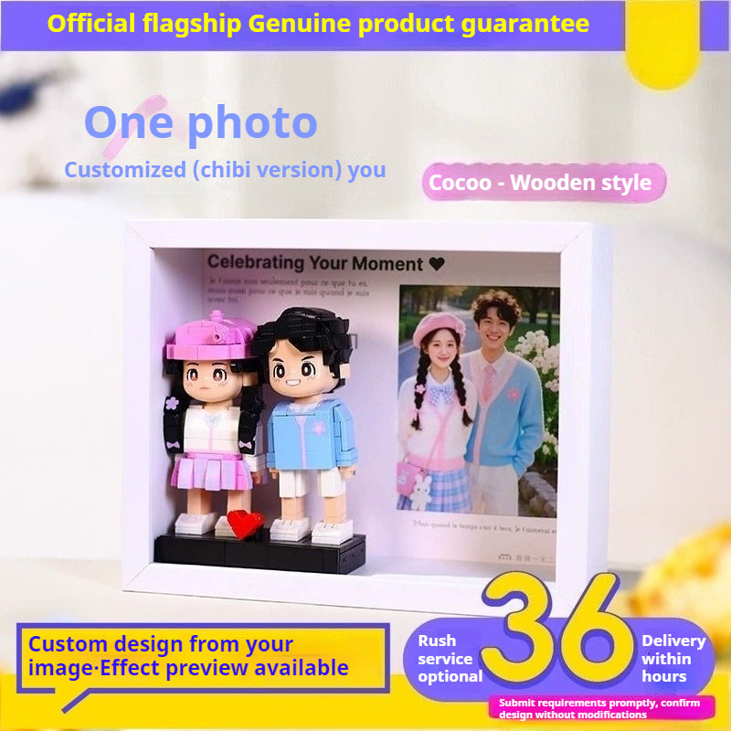 WOWLIDAY Photo Frame Christmas Photo Customization Portrait Building Blocks Couple Birthday DIY Handmade Gift for Girlfriend