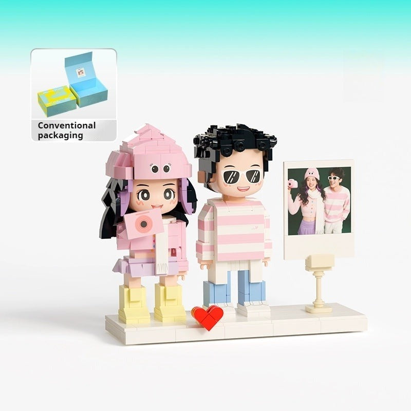 WOWLIDAY Christmas Doll Couple Custom Building Block Portrait Wedding Decoration Birthday Commemorative Handmade Gift for Girlfriend