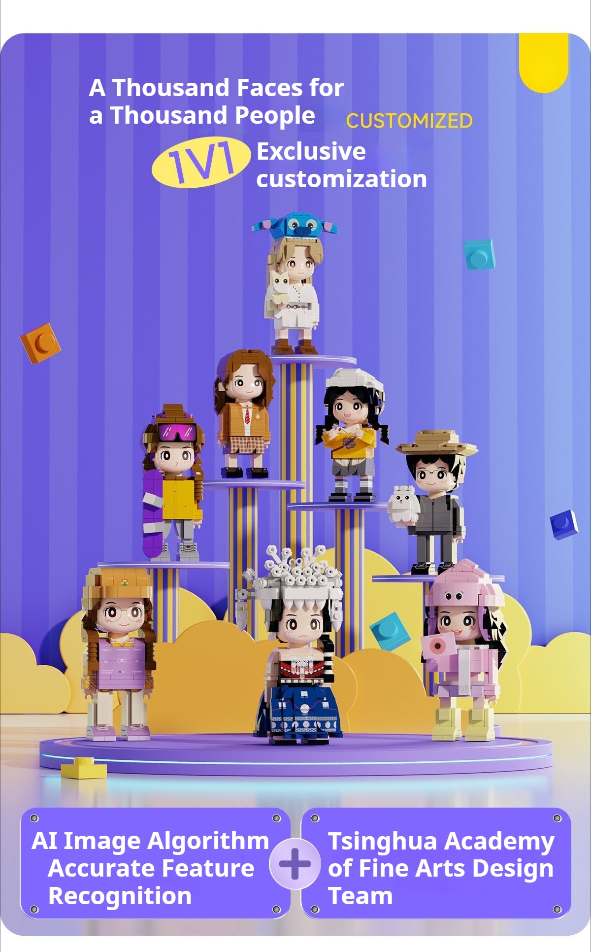 WOWLIDAY Birthday Gift for Best Friends, Photo Customization, Building Blocks, Portrait DIY Cake, Handmade Doll Gift