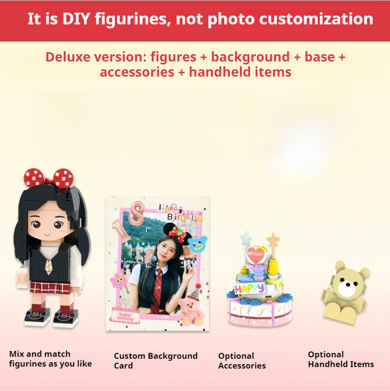 WOWLIDAY DIY Handmade Trendy Play Customized Building Blocks Portrait Ornament Birthday Gift for Best Friends