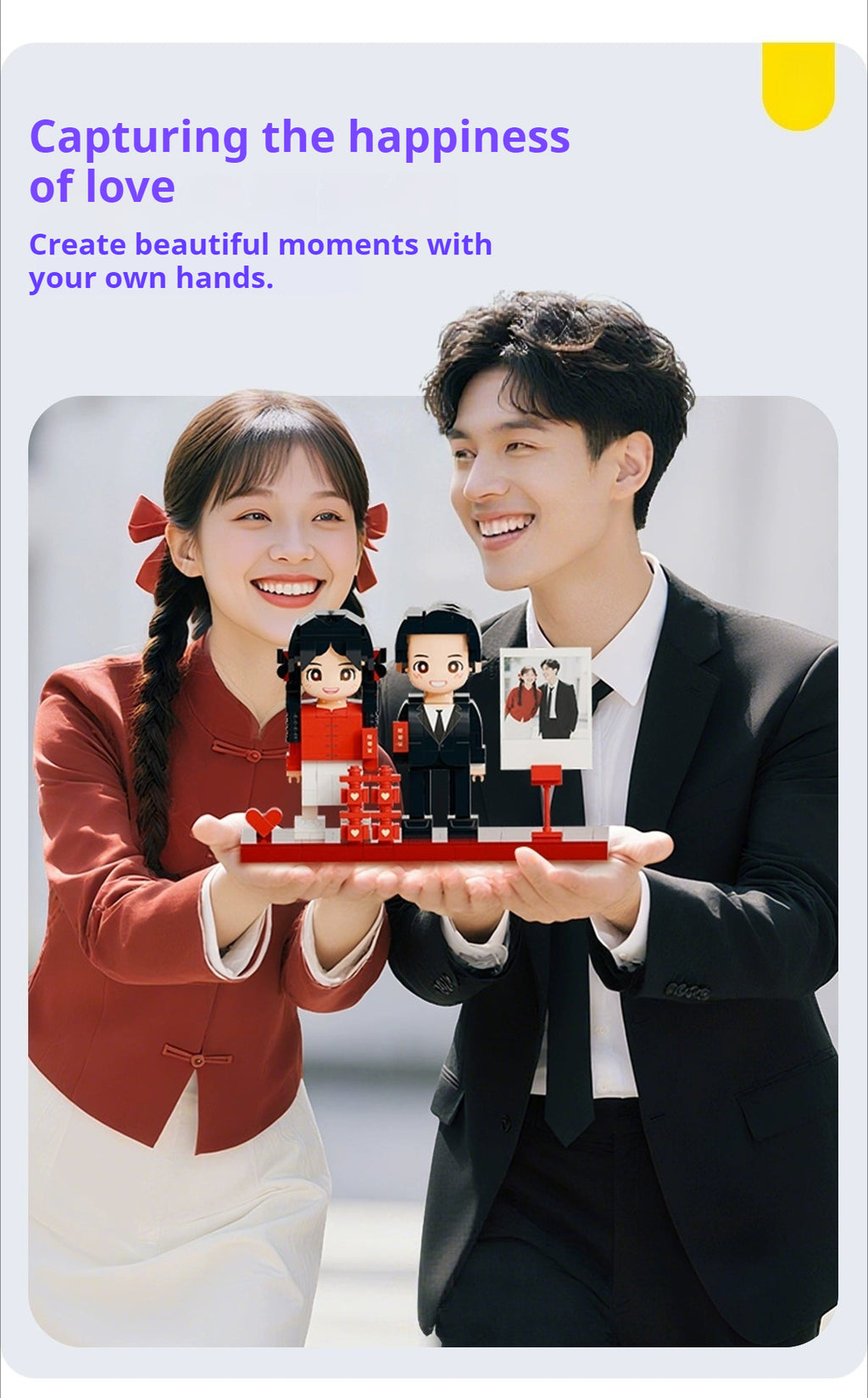 WOWLIDAY Couple Wedding Decoration Gift for Best Friends Wedding Photos Custom Building Blocks Portrait