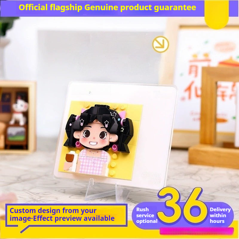 WOWLIDAY Customized Greeting Card Decorations, Photos, Building Blocks, Portraits, Birthdays, Colleagues, Gifts, Commemorative