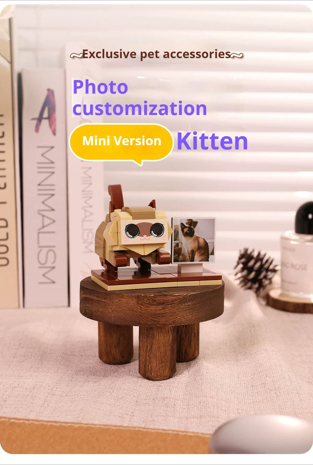WOWLIDAY Photo Customization Pet Cat Trendy Toy Building Block DIY Creative Figurine Gift