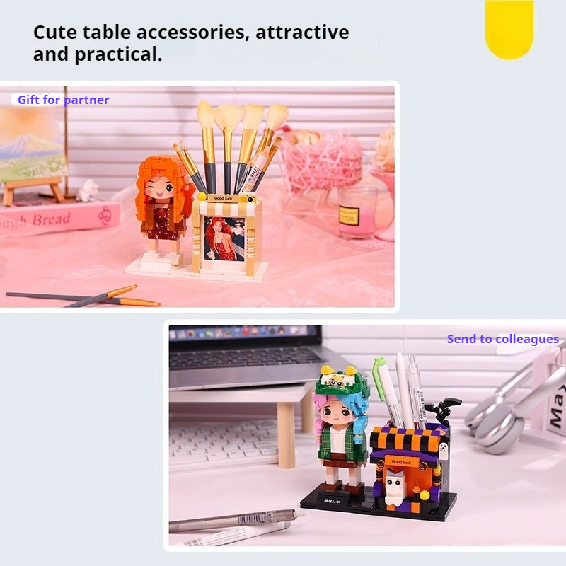 WOWLIDAY Creative Pen Holder Photo Building Blocks Custom Portrait Practical Ornament Gift for Friends and Colleagues Birthday Gifts